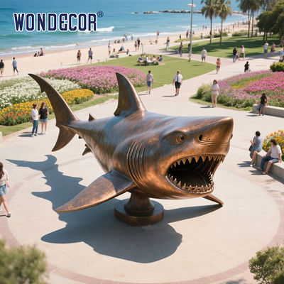 Marine Predator Cast Art Casting Statue Bronze Shark Sculpture