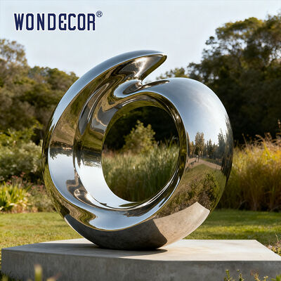 Large-Scale Abstract Circular Stainless Steel Sculpture for Outdoor Plaza
