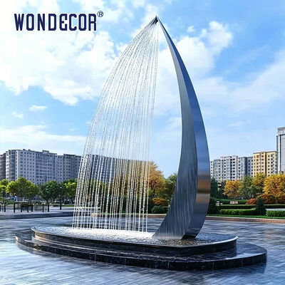 Large outdoor park square fountain stainless steel sculpture