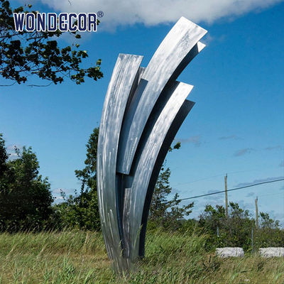 Large abstract stainless steel irregular sculpture outdoor