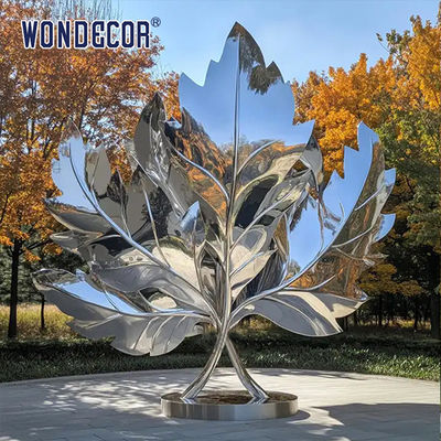 Custom Metal Abstract Hollowed-Out Maple Leaf Stainless Steel Sculpture