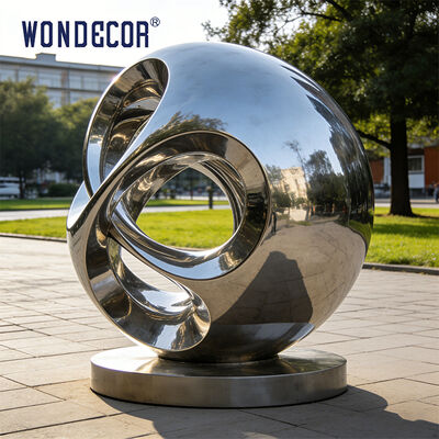 Large Outdoor Metal Sculpture "Flowing Vortex" Stainless Steel Spherical Decorative Ornament